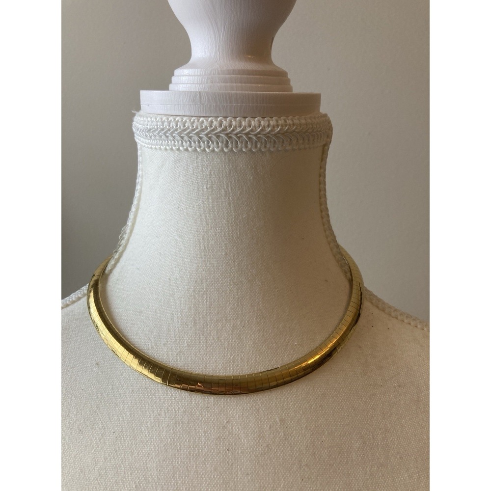 Gold‎ Tone Omega Collar Necklace Segmented Choker Runway Glam Couture Thick
